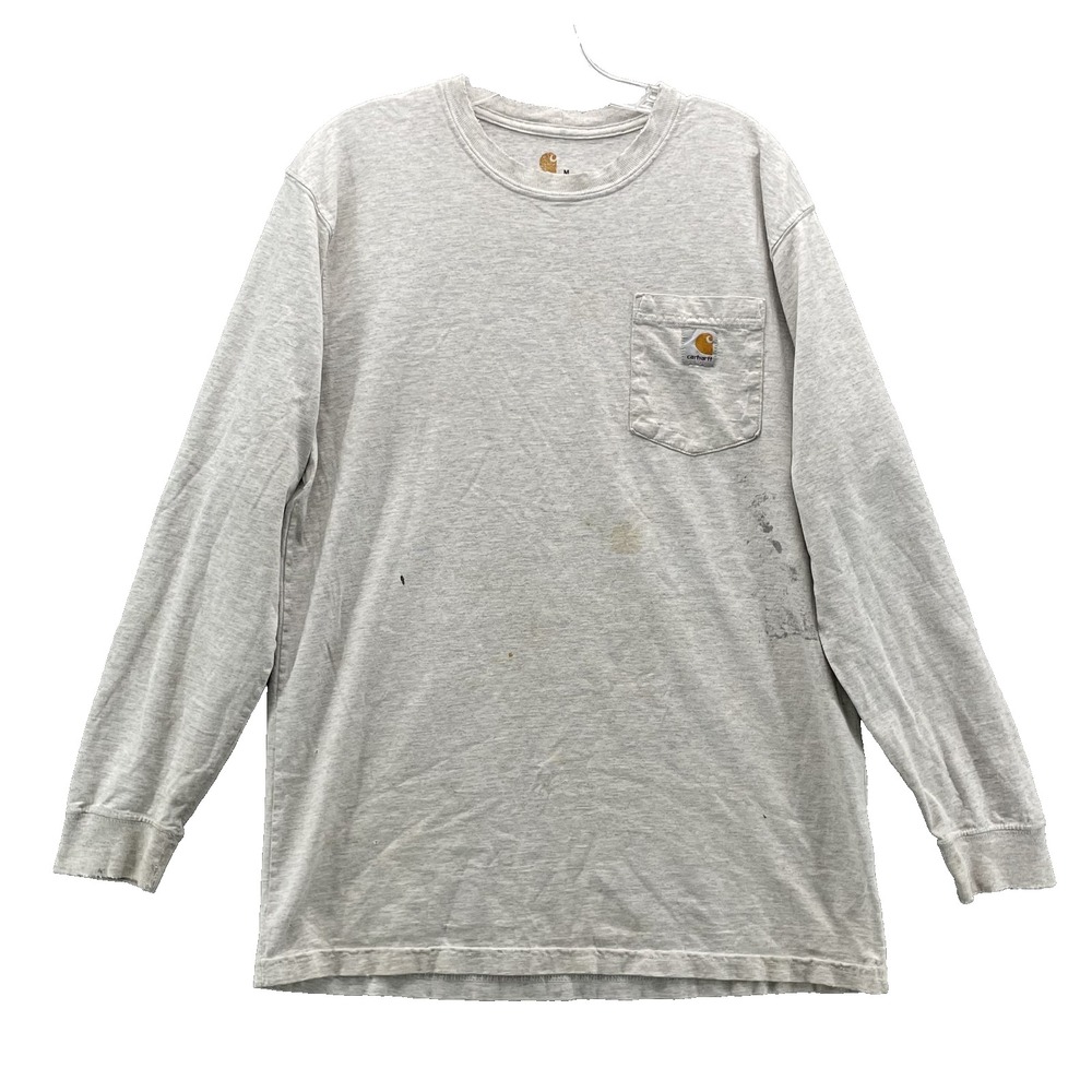 Carhartt Pocket T-Shirt Mens Medium Gray Workwear Safety Gorpcore Streetwear Y2K